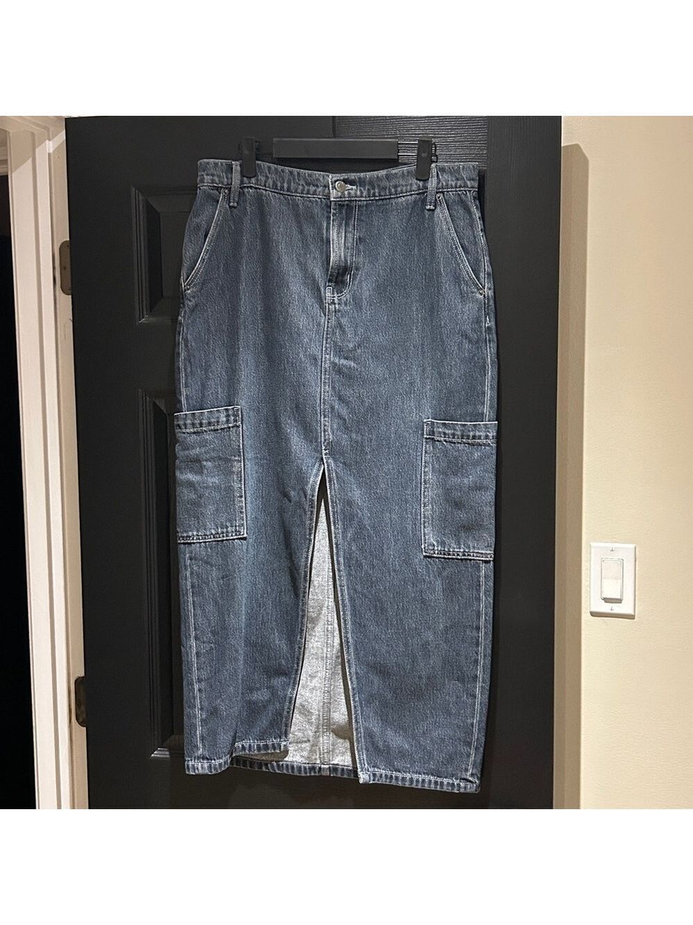 Old Navy Gray Denim Maxi Skirt